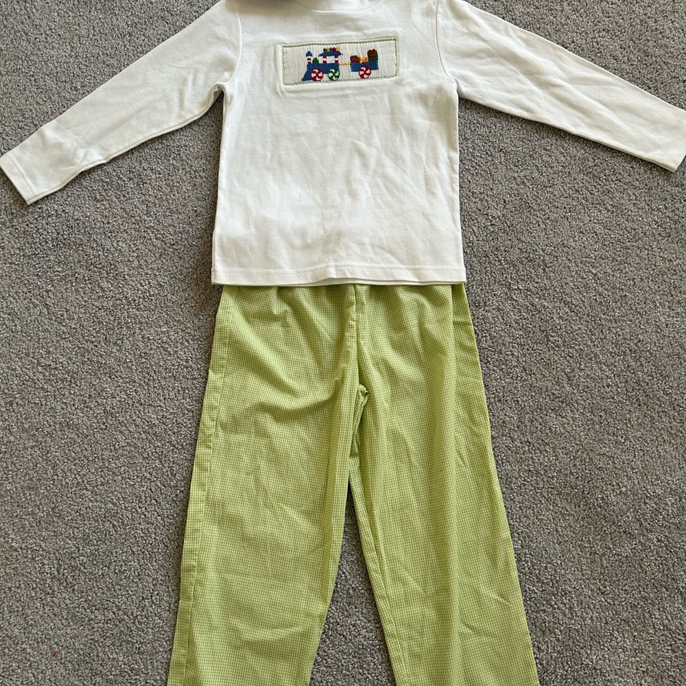 Boys Smocked Christmas Train Set - Sz 5